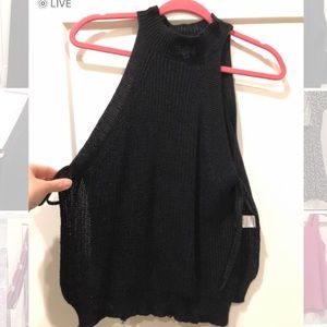 Black knit side tie tank